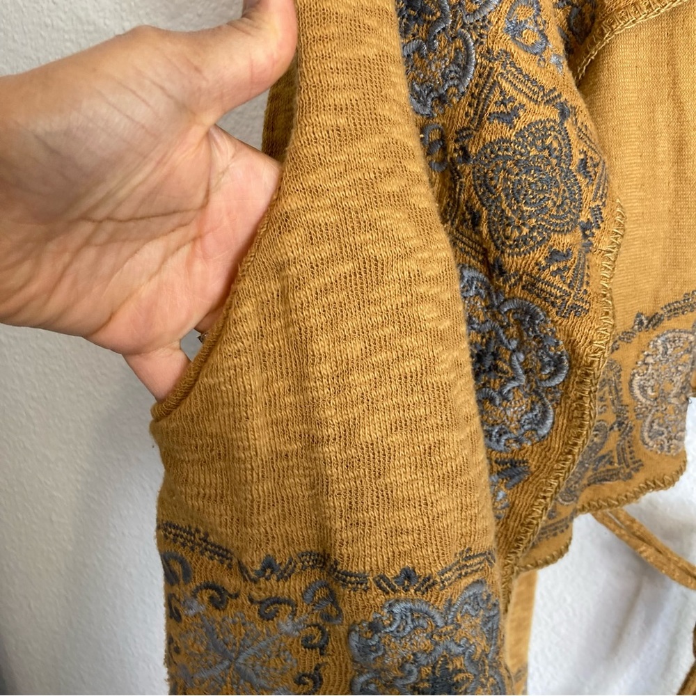 New Johnny Was Biya Boho Embroidered Hooded Cardigan in Taupe  M - Picture 8 of 15